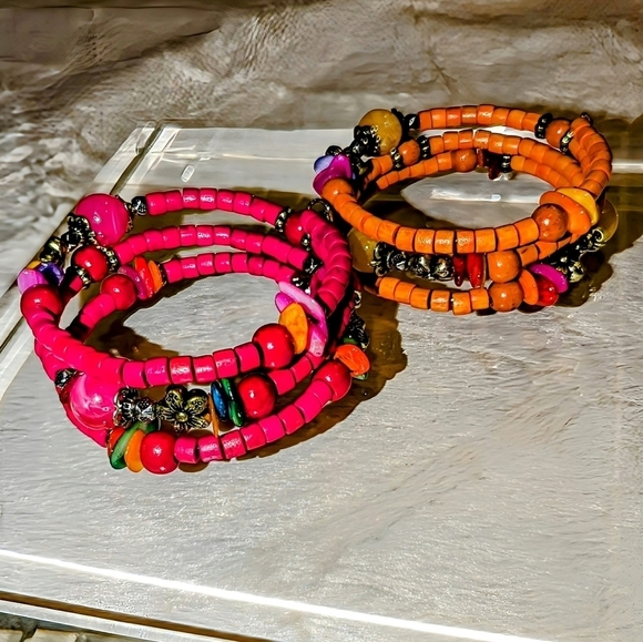 Set (4) BOHEMIAN Wrap Bracelet BOHO Beaded Handmade Charm Bracelets Jewelry - Picture 4 of 9